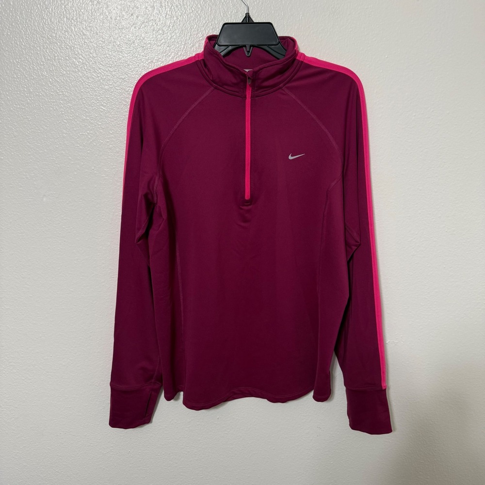 Nike Running Dri Fit Size XL Magenta 1/4 Zip Pullover Active Outdoor Travel
